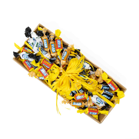Vassoio rettangolare con 800 grammi di caramelle toffee assortite Elah