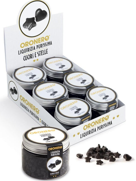 Barattolo Cuori e Stelle liquirizia pura ORONERO 100g