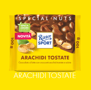 Tavoletta di cioccolato con Arachidi tostate 10g. Ritter Sport