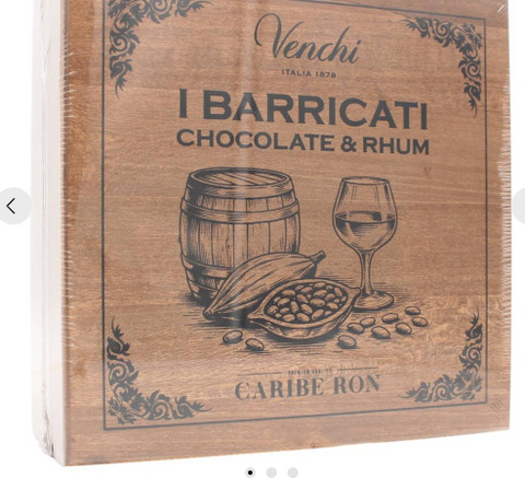 Scatola Legno I Barricati Chocolate&Rhum  140g+20cl. Venchi