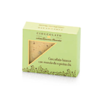 Tavoletta di Cioccolato Bianco Mandorle e Pistacchio - Gr. 40