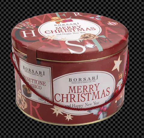Panettone Classico - Latta "Merry Christmas" - Kg. 1 Borsari