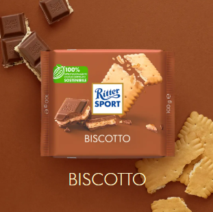 Tavoletta di cioccolato e Biscotto 100g Ritter Sport