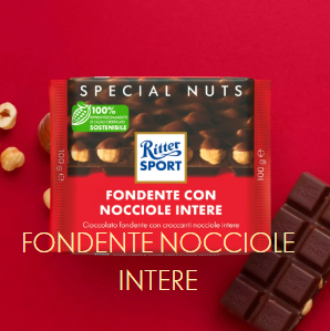 Tavoletta Cioccolato fondente con Nocciole Intere 100g Ritter Sport